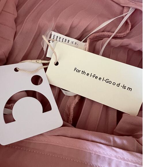 Patchwork Pink Asymmetrical Midi Skirt with Pleated Bottom, women's size L  NWT - Picture 7 of 9